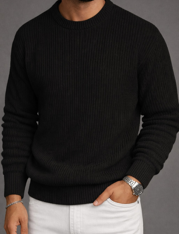 پلیور بافت مشکی یقه گرد کژوال فری سایز مناسب سایز L و XL استایل ترند 2026