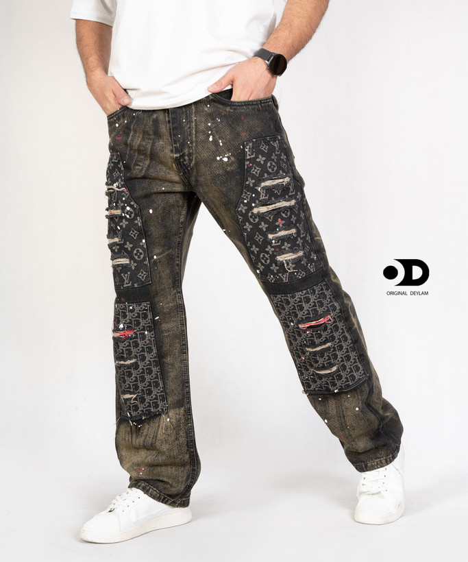 شلوار نیم بگ کاستوم شده تینت نفتی گازوییلی خاص کد ۷۶