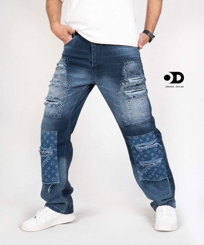 شلوار بگ کاستوم شده سرمه ای خاص کد ۸۱