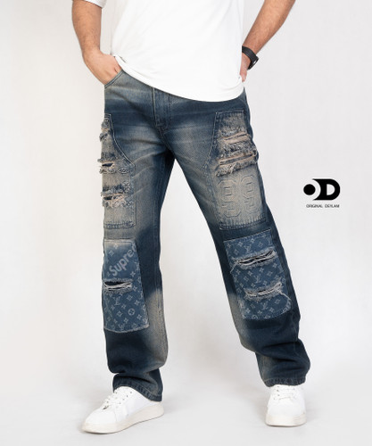 شلوار جین بگ کاستوم شده رنگ خاص کد ۸۳