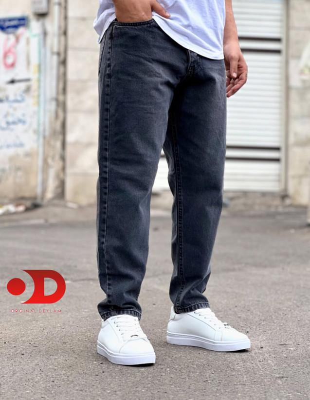 شلوار بدون زاپ ذغالی مردانه مدل بوی فرند | پارچه جین کجراه سنگشور
