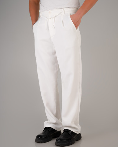 شلوار بگ پارچه ای سفید پارچه مازراتی استایل اولد مانی 2026