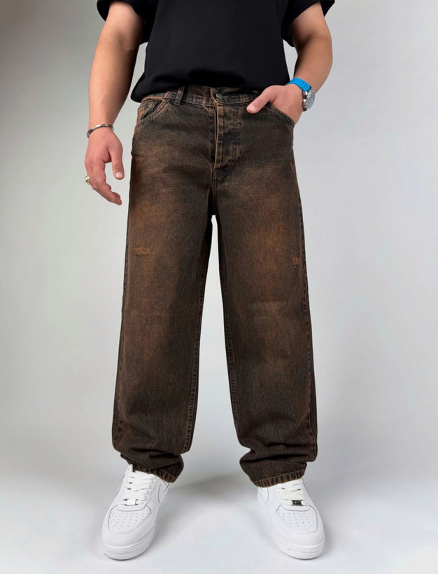 شلوار جین نیم بگ گازویلی مردانه پارچه کجراه با قد ۱۱۰ جدید مدل 2026