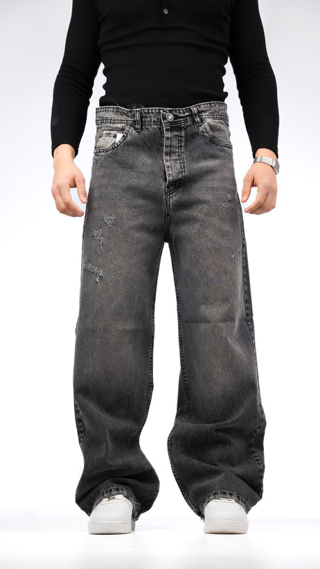 شلوار بگ جین ذغالی روشن قد ۱۱۲ سانت * بهترین کیفیت کد 951