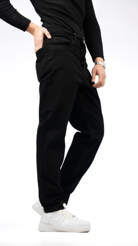 شلوار مام فیت مشکی زاپ سطحی با کیفیت عالی| فوقالعاده شیک و خفن کد 965