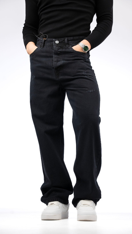 شلوار بگ جین ذغالی تیره زاد سطحی قد 110 سانت * بهترین کیفیت دنیم کد 916