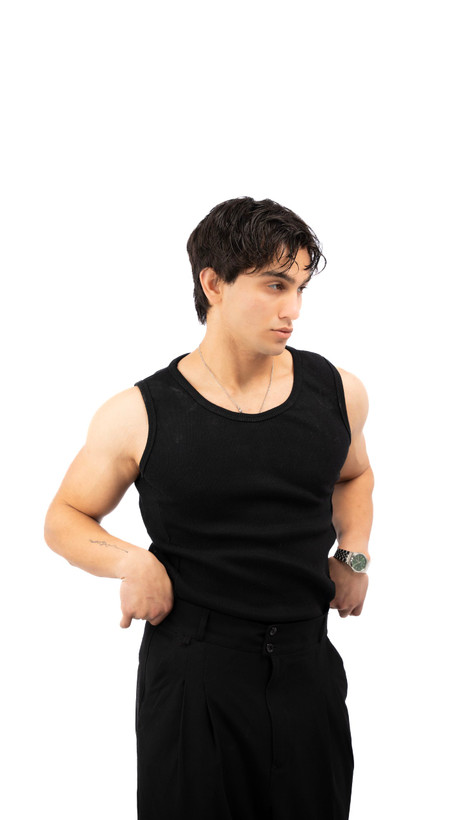 تنک تاپ مشکی کبریتی مناسب سایز 50 تا 100 کیلو | کیفیت عالی