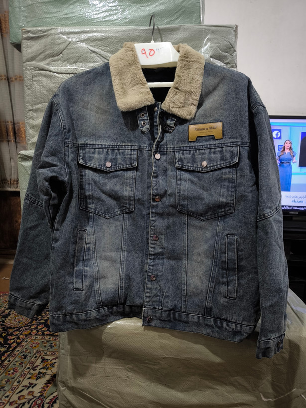 محصول فوق لوکس-کت جین رنگ خاص سرمه ای سبز سنگشور خز دار کیفیت فوقالعاده استثنایی سایز 3XL