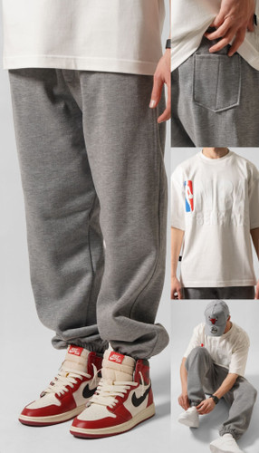 شلوار جاگر دمپا کش طوسی ملانژ تیره گرم بالا کپ نیم بگ کد ۸۶۷