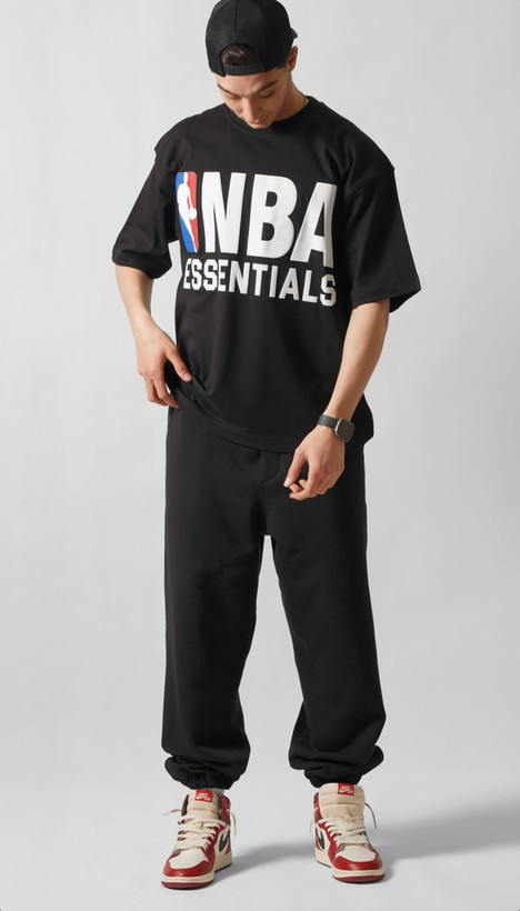 شلوار جاگر مشکی نیم بگ پارچه دورس سه نخ پنبه مردانه | استایل زمستونی مدرن 2026