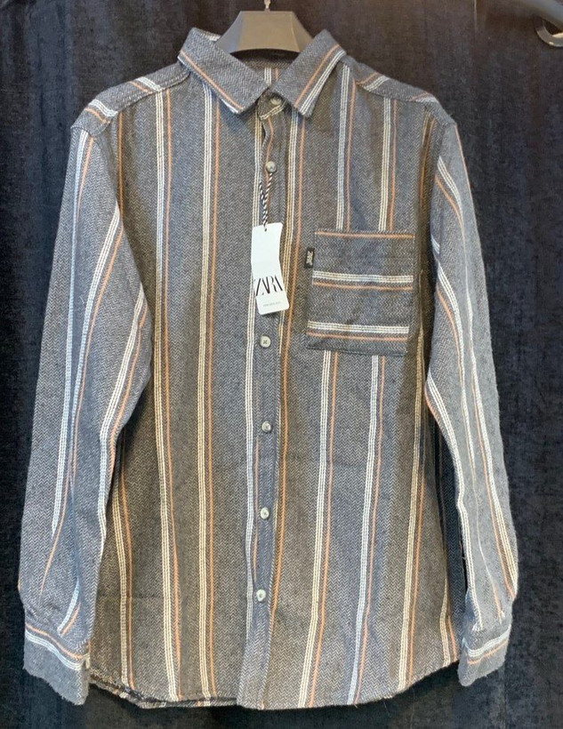 پیراهن پشمی راه راه طوسی و نارنجی - طراحی مینیمال پرمیوم