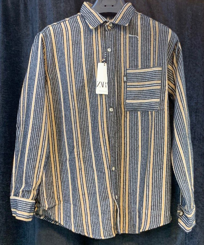 پیراهن راه راه ذغالی و کرم - طراحی مینیمال پرمیوم