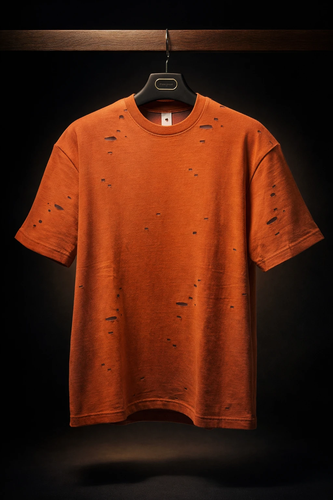 تیشرت زاپدار لش نارنجی آجری با کیفیت و تنخور استثنایی