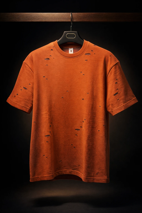 تیشرت زاپدار لش نارنجی آجری با کیفیت و تنخور استثنایی