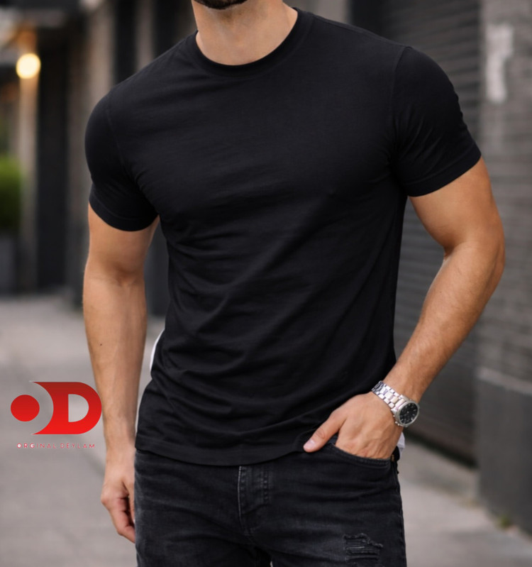 تیشرت فیت ساده بیسیک مشکی مردانه پارچه نخ پنبه ۲۸ کد ۸۶۸
