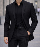 پیراهن مشکی مردانه ساتن کش درجه یک مدل 2026