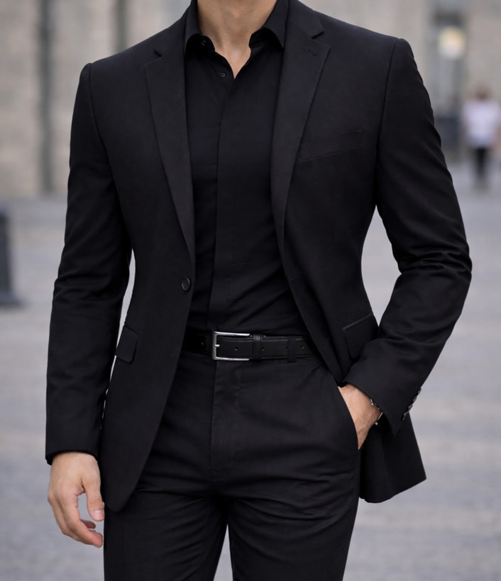 پیراهن مشکی مردانه ساتن کش درجه یک مدل 2026