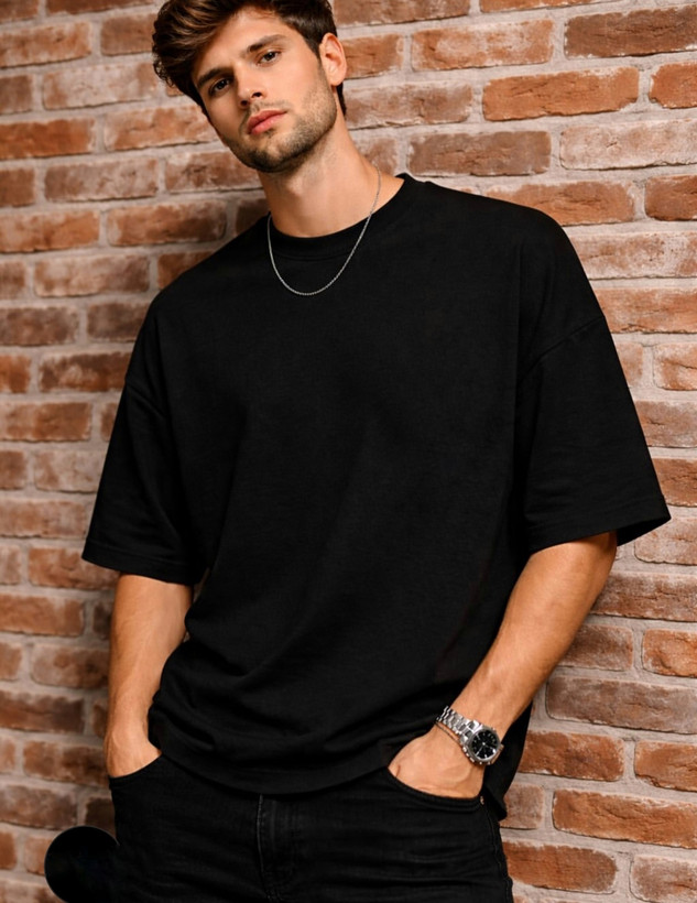 تیشرت لش ساده بیسیک مشکی مردانه پارچه پنبه دو نخ