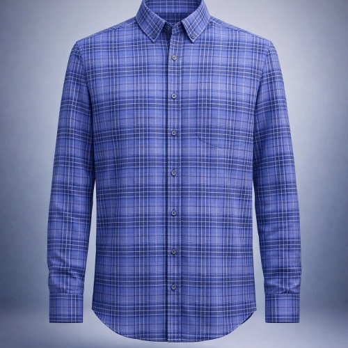 پیراهن چهار خونه پشمی ابی یاسی _ اورجینال دیلم