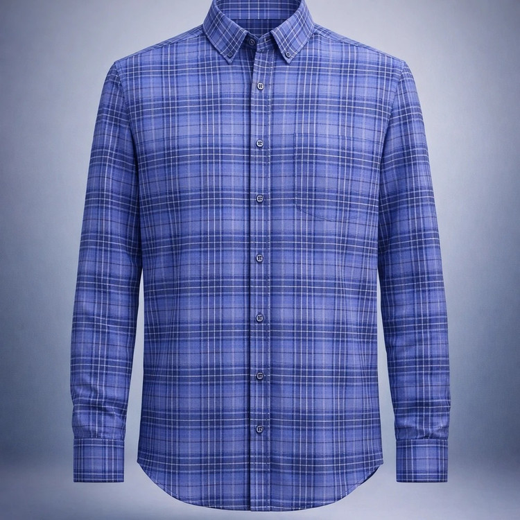 پیراهن چهار خونه پشمی ابی یاسی _ اورجینال دیلم