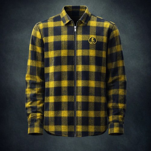 پیراهن پشمی چهار خونه زرد مشکی _ اورجینال دیلم