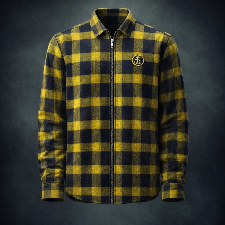 پیراهن پشمی چهار خونه زرد مشکی _ اورجینال دیلم