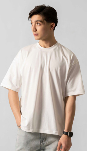 تیشرت لش ساده بیسیک سفید مردانه پارچه پنبه دو نخ