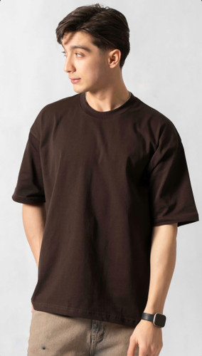 تیشرت لش ساده بیسیک قهوه ای سوخته پارچه پنبه دورس دو نخ ۴ فصل ☕🍪