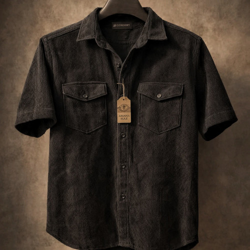 پیراهن آستین کوتاه کبریتی مشکی دو جیب | اورجینال دیلم