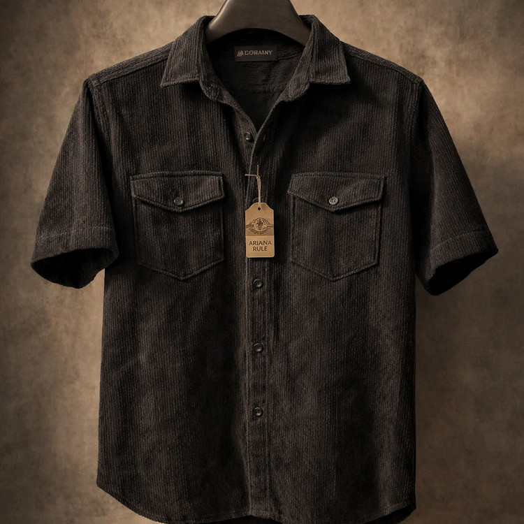 پیراهن آستین کوتاه کبریتی مشکی دو جیب | اورجینال دیلم