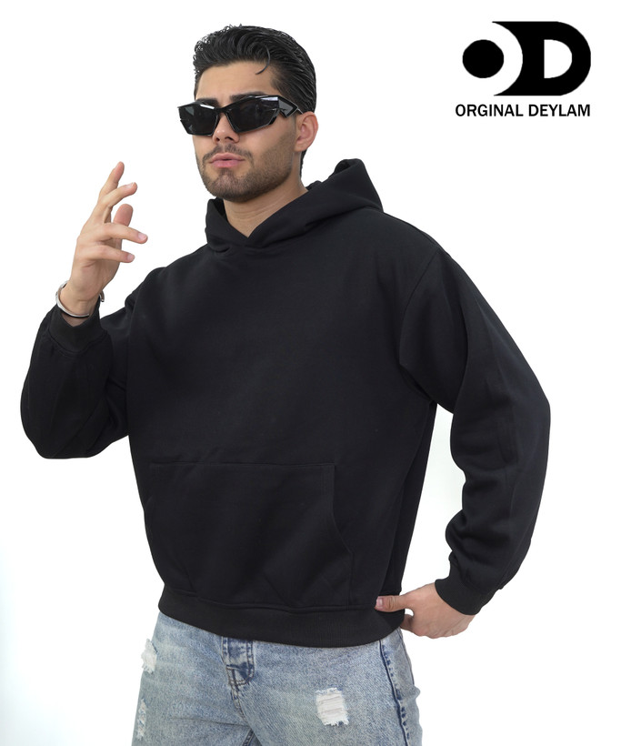 آفر هودی باکسی بیسیک مشکی قواره لش | کیفیت بالا