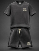 ست تیشرت و شلوارک مشکی سایه دار،پارچه دورس درجه یک