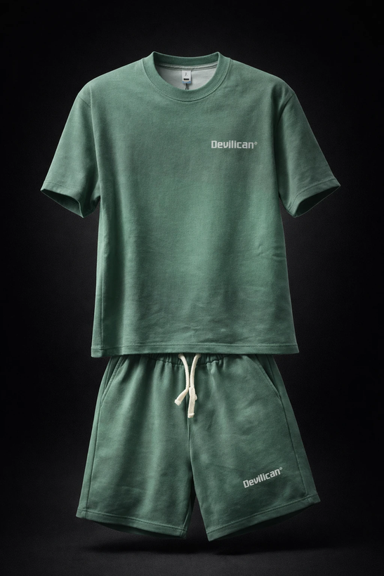 ست تیشرت و شلوارک سبزدودی،پارچه دورس درجه یک