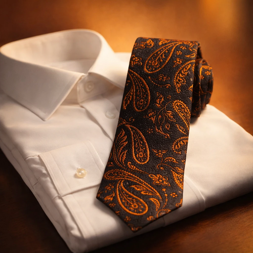 ست کراوات بشک مشکی آجری بوته جقه کیفیت بالا