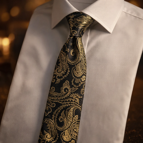 ست کراوات بشک مشکی طلایی بوته جقه کیفیت بالا