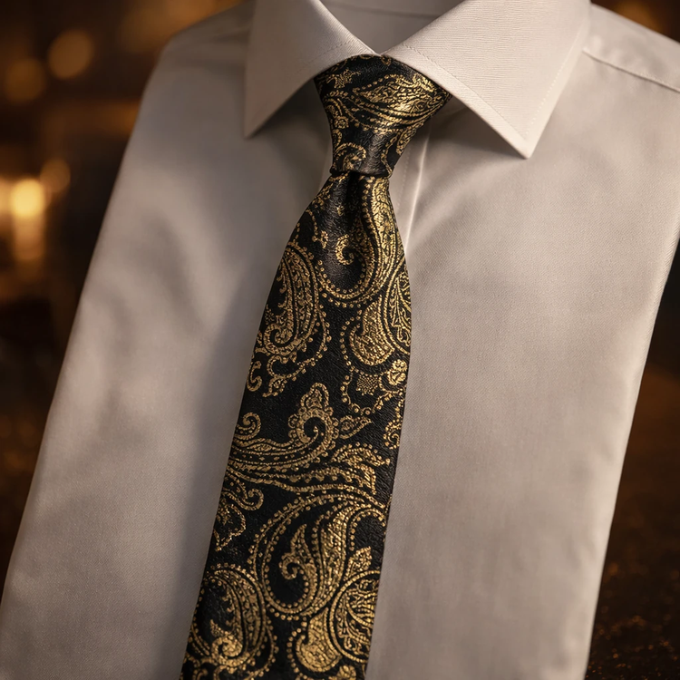 ست کراوات بشک مشکی طلایی بوته جقه کیفیت بالا