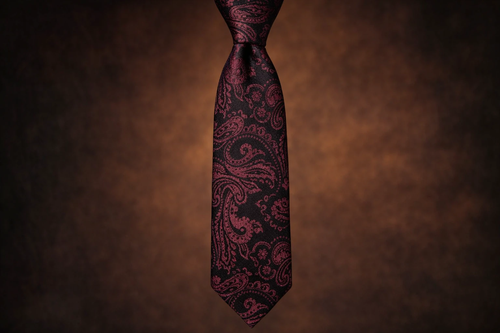 ست کراوات بشک زرشکی بوته جقه کیفیت بالا کد ۲