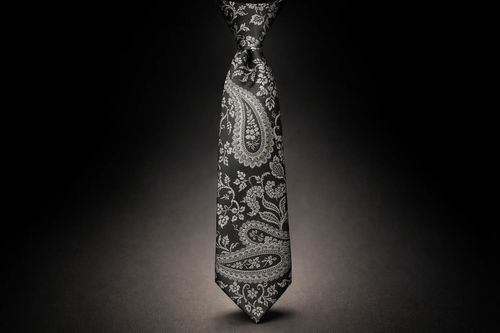 ست کراوات بشک نقره ای بوته جقه کیفیت بالا