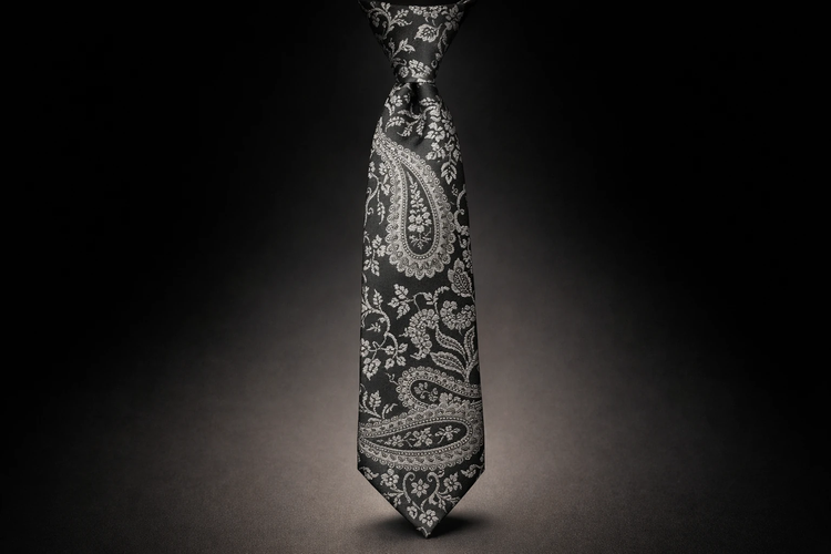 ست کراوات بشک نقره ای بوته جقه کیفیت بالا