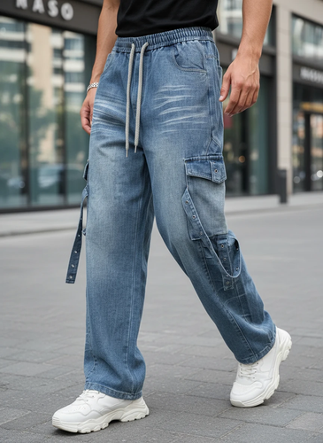 شلوار واید لگ (Wide Leg) با جزییات بندی کارگو فوقالعاده خفن| استایل لش استریت ۲۰۲۶ کد