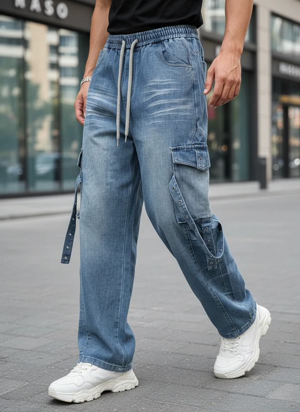 شلوار واید لگ (Wide Leg) با جزییات بندی کارگو فوقالعاده خفن| استایل لش استریت ۲۰۲۶ کد