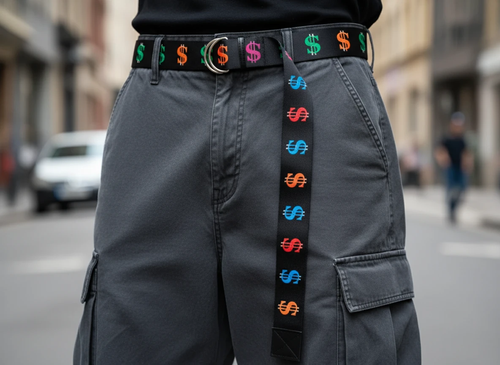 کمربند استریتویر (Streetwear) بسیار جذاب با طرح نماد دلار ($) در رنگهای متنوع (نئونی) خاص استایلهای لش و شلوارهای بگ