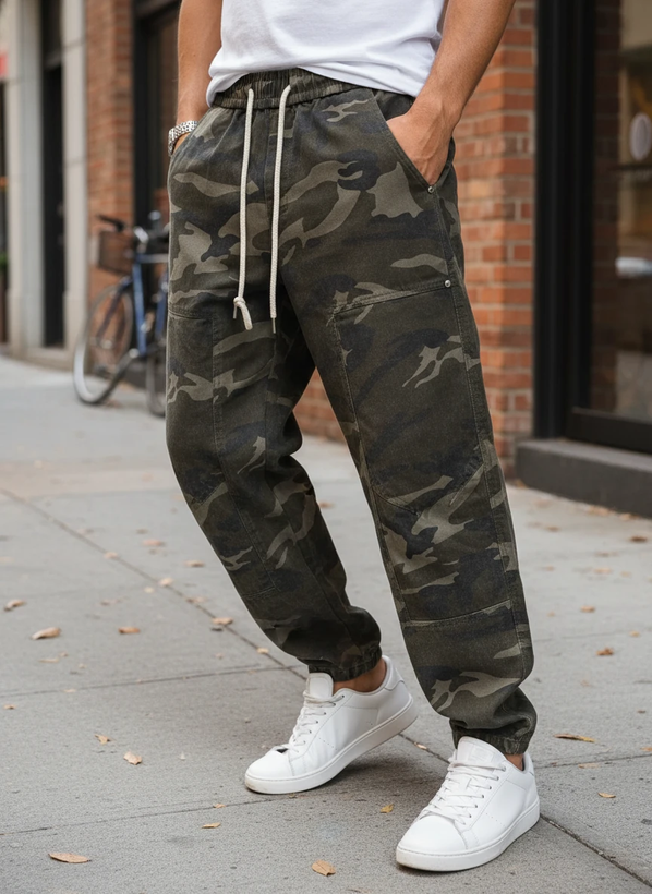 شلوار بالونی چریکی فری سایز (Balloon Fit) سبز ماشی جین کجراه گرماژ بالا | مناسب سایز L-XL کد H916