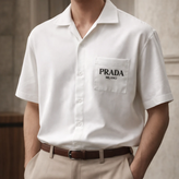 پیراهن سفید لش باکسی پارچه مازراتی با کپ اولد مانی ترند 2026 | اورجینال دیلم کد 3