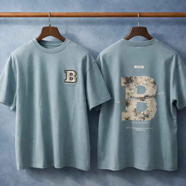 تیشرت لش باکسی ابی نیلی باطرح خاص پشت و رو نخ پنبه درجه یکچ