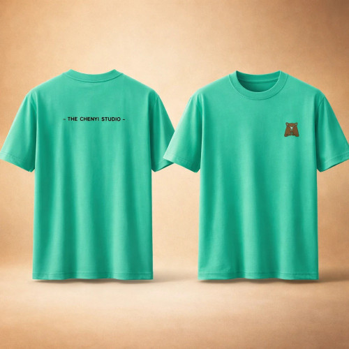 تیشرت لش ابی فیروزه ای با طرح مینیمال پشت و رو نخ پنبه درجه یک