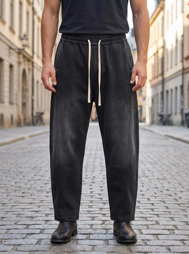 شلوار اسلش بالونی ذغالی (Balloon Fit) فری سایز مناسب L و XL | کد ST1382