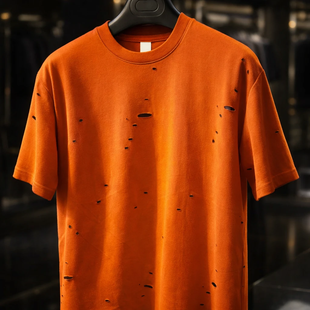 تیشرت زاپدار لش نارنجی آجری با کیفیت و تنخور استثنایی