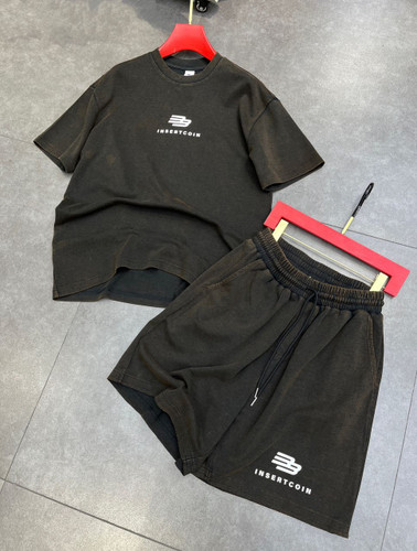 ست تیشرت و شلوارک ذغالی سیر سنگشورپارچه دورس درجه یک- اورجینال دیلم