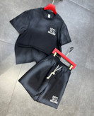 ست تیشرت و شلوارک مشکی سایه دار،پارچه دورس درجه یک_اورجینال دیلم